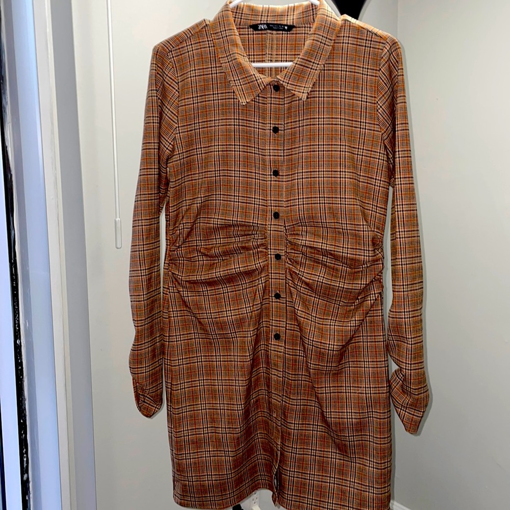 Zara plaid mini shirt dress
